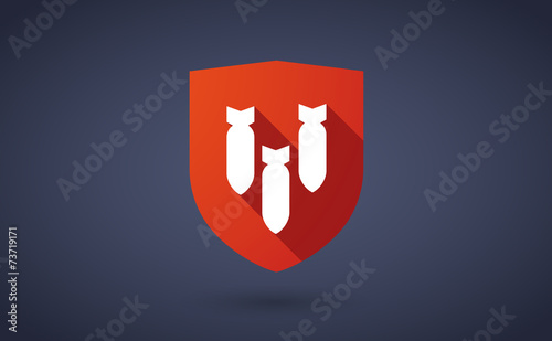 Long shadow shield icon with bombs