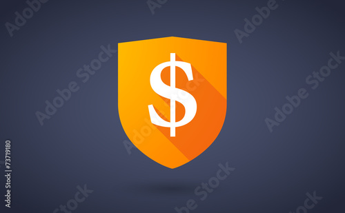 Long shadow shield icon with a dollar sign