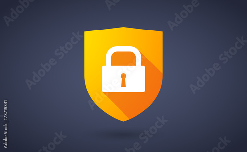 Long shadow shield icon with a lock pad