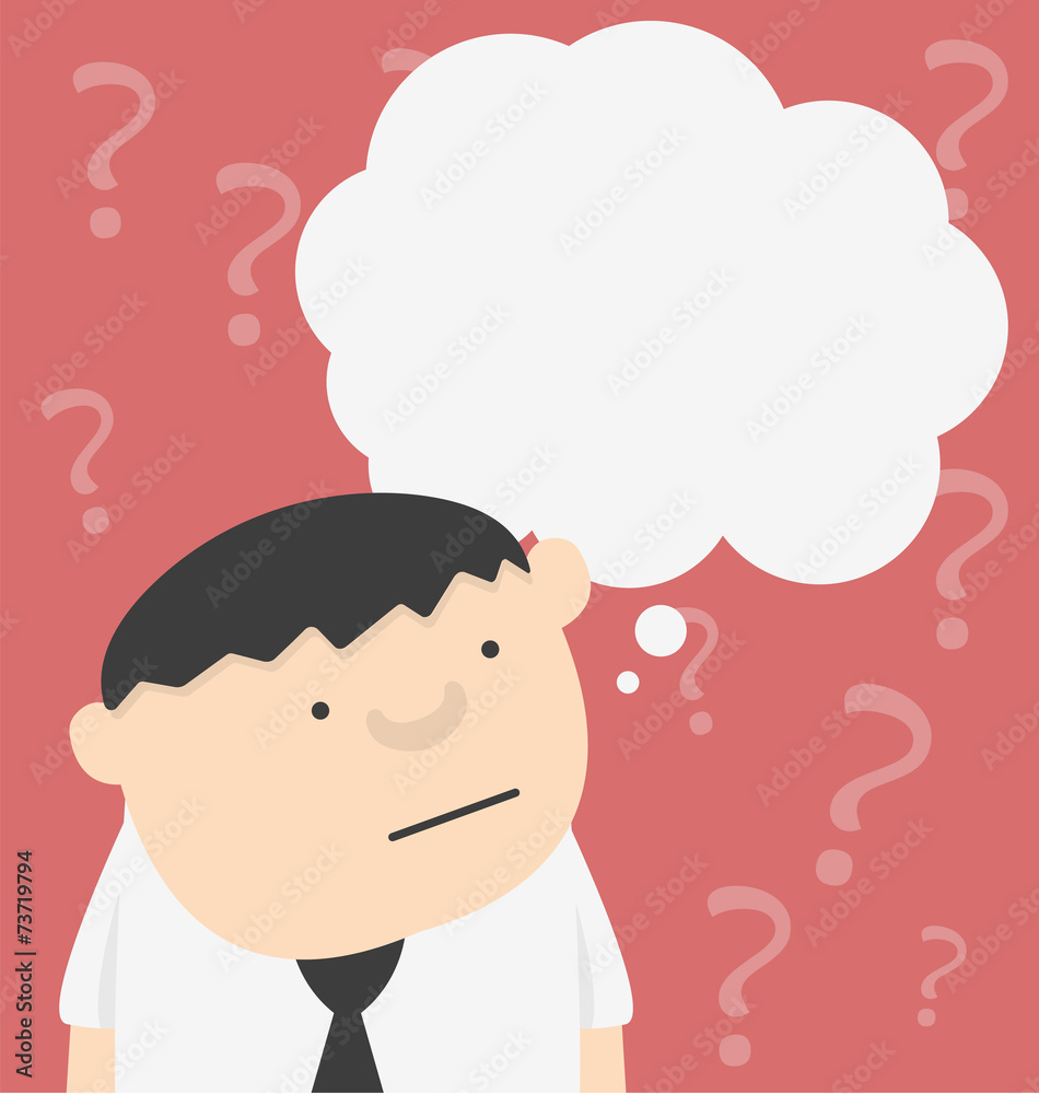 Cartoon businessman with bar question mark Cartoon businessman with bar question mark