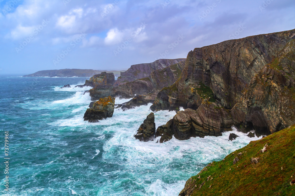 Coastline of Mizen Head in stormy weather, Co. Cork, Ireland