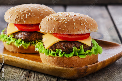 Obraz na płótnie mini hamburger with cheese and tomato
