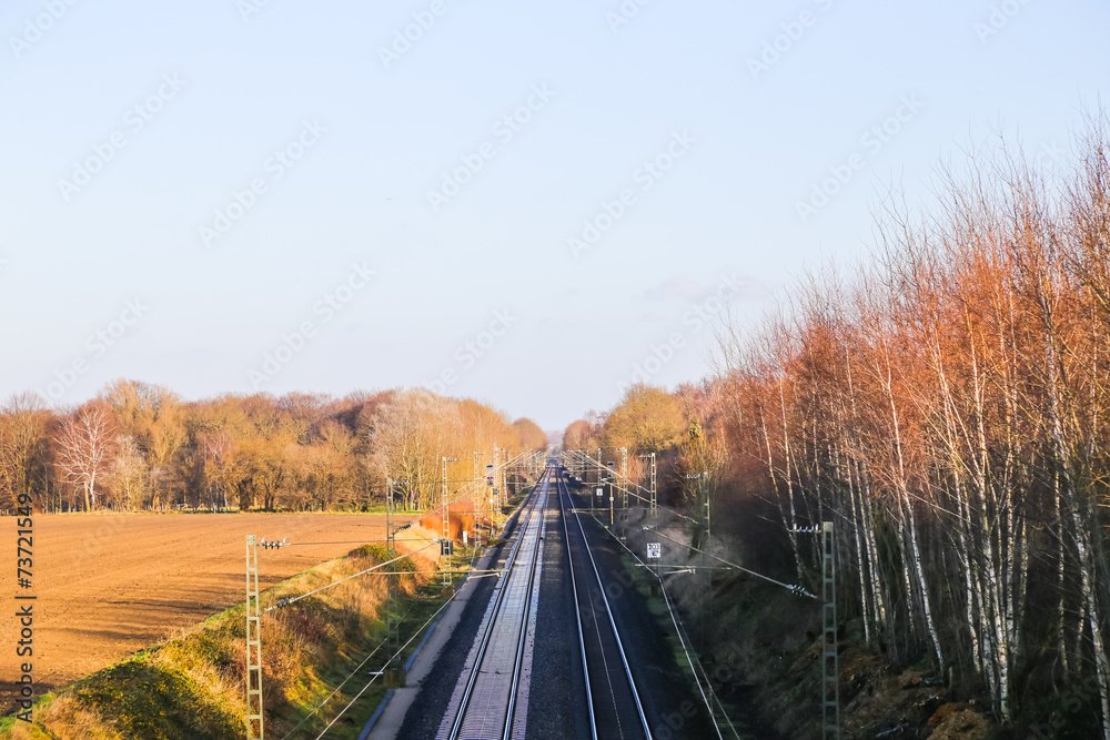 Fototapeta premium Bahnstrecke bei Bremen