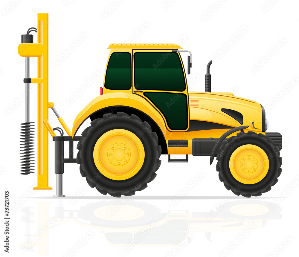 tractor with a drilling rig vector illustration