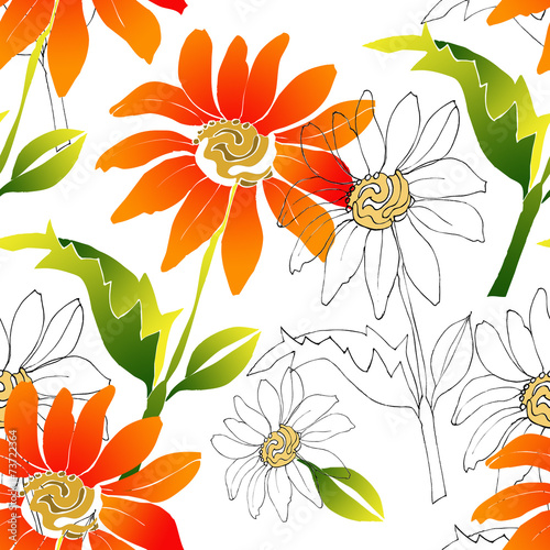 Decorative flower seamless pattern