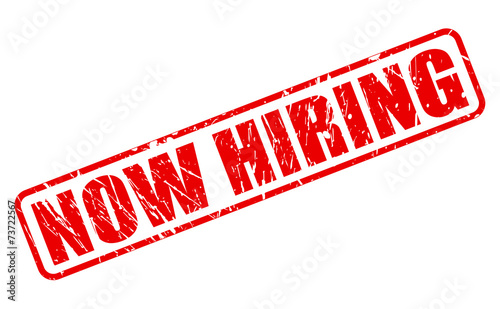 Now hiring red stamp text
