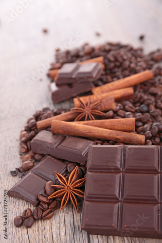 chocolate,coffee bean and ingredients