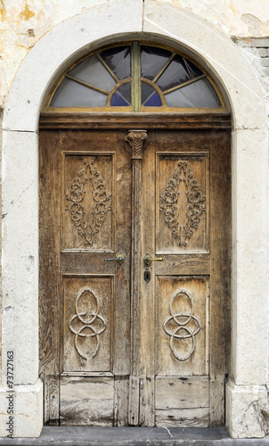 Carved wooden door