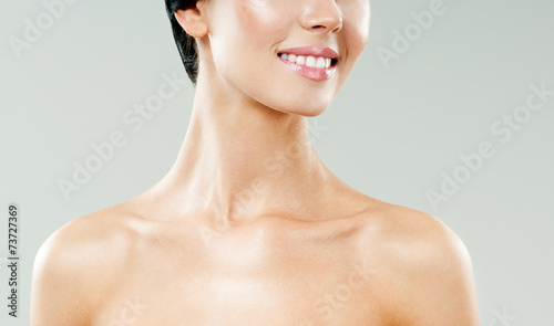 Obraz na płótnie young beautiful woman smiling. perfect skin