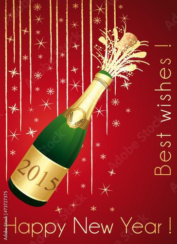Gold and red festive greeting card. Happy New Year !