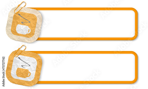 yellow frames with texture crumpled paper and cup of coffee