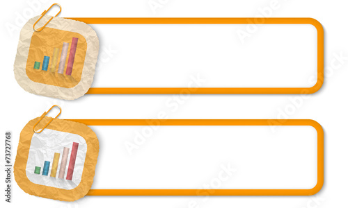 yellow frames with texture crumpled paper and graph
