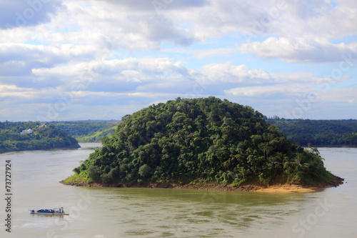 Acaray island on the border of Brazil and Paraguay