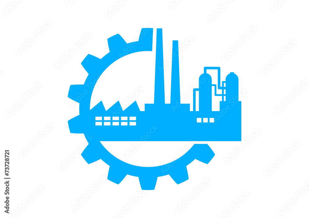 Blue industrial icon on white background