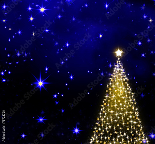 Christmas tree on stars sky background.  © Swetlana Wall