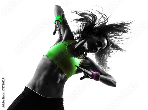 woman exercising fitness zumba dancing silhouette #73730329