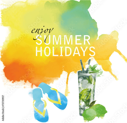 Watercolor coctail flyer Mojito