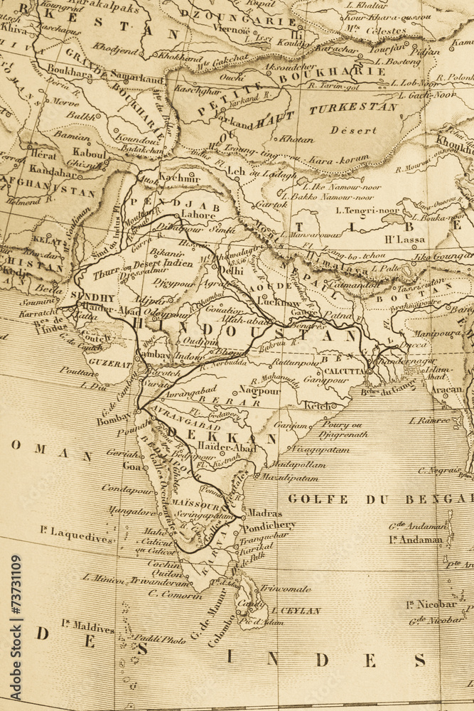 古い世界地図　インド