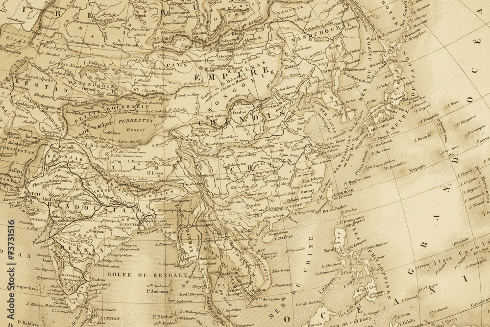 古い世界地図　アジア