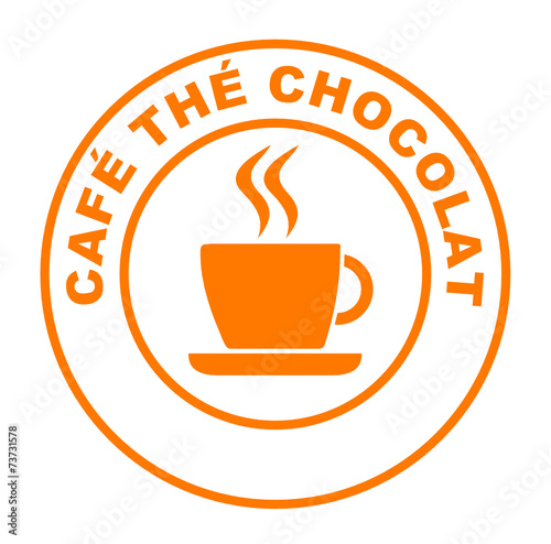 café thé chocolat sur bouton web rond orange