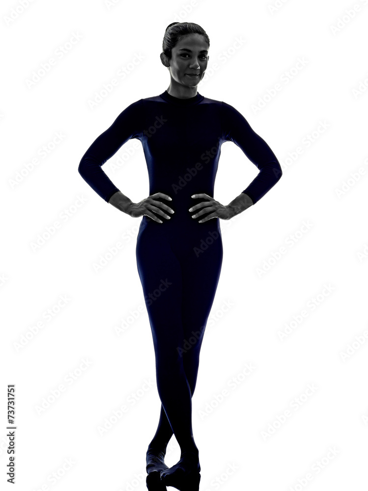 woman exercising standing yoga silhouette woman exercising standing yoga silhouette