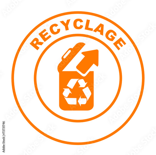 recyclage sur bouton web rond orange