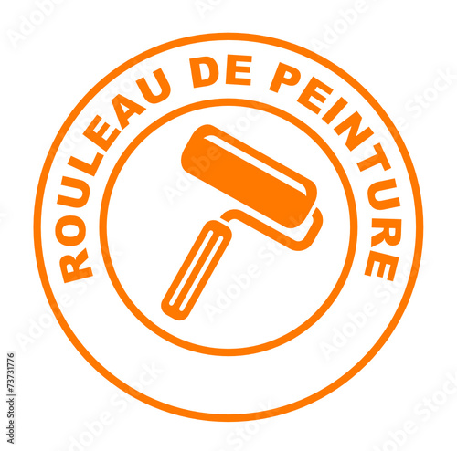 rouleau de peinture sur bouton web rond orange