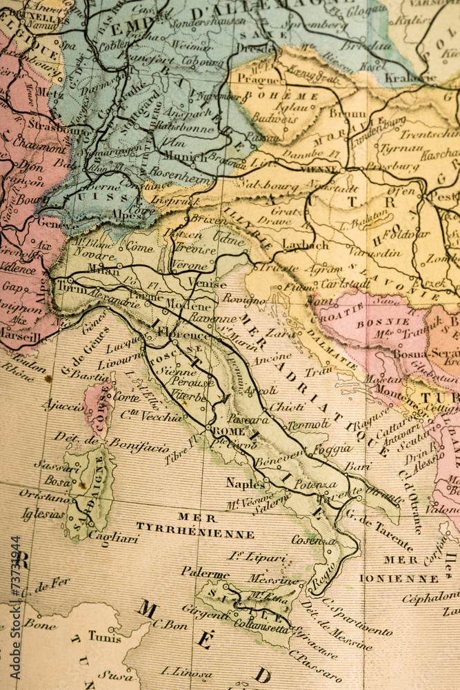 古い世界地図　イタリア