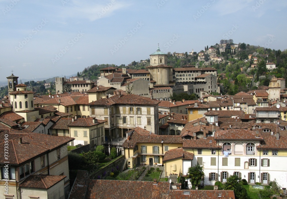 Panoramic view of Bergamo in Lombardy in Italy