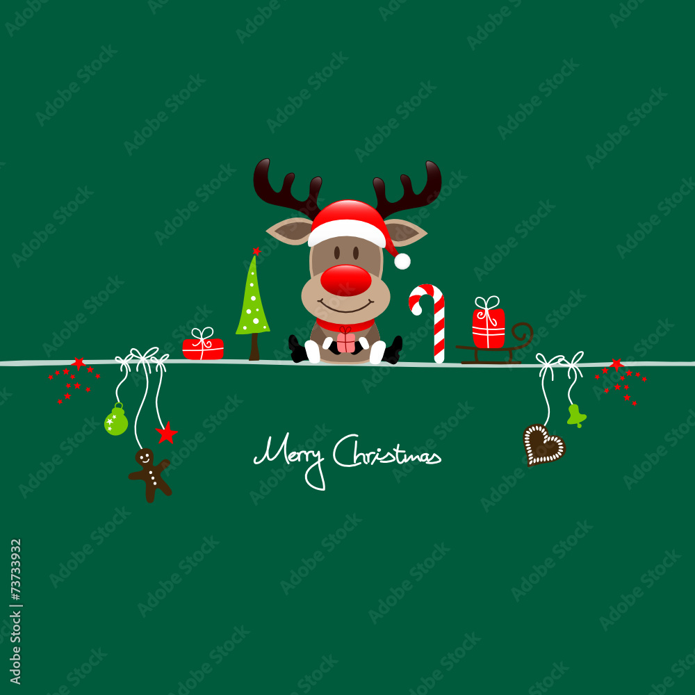 Christmas Reindeer Gift & Symbols Candy Green