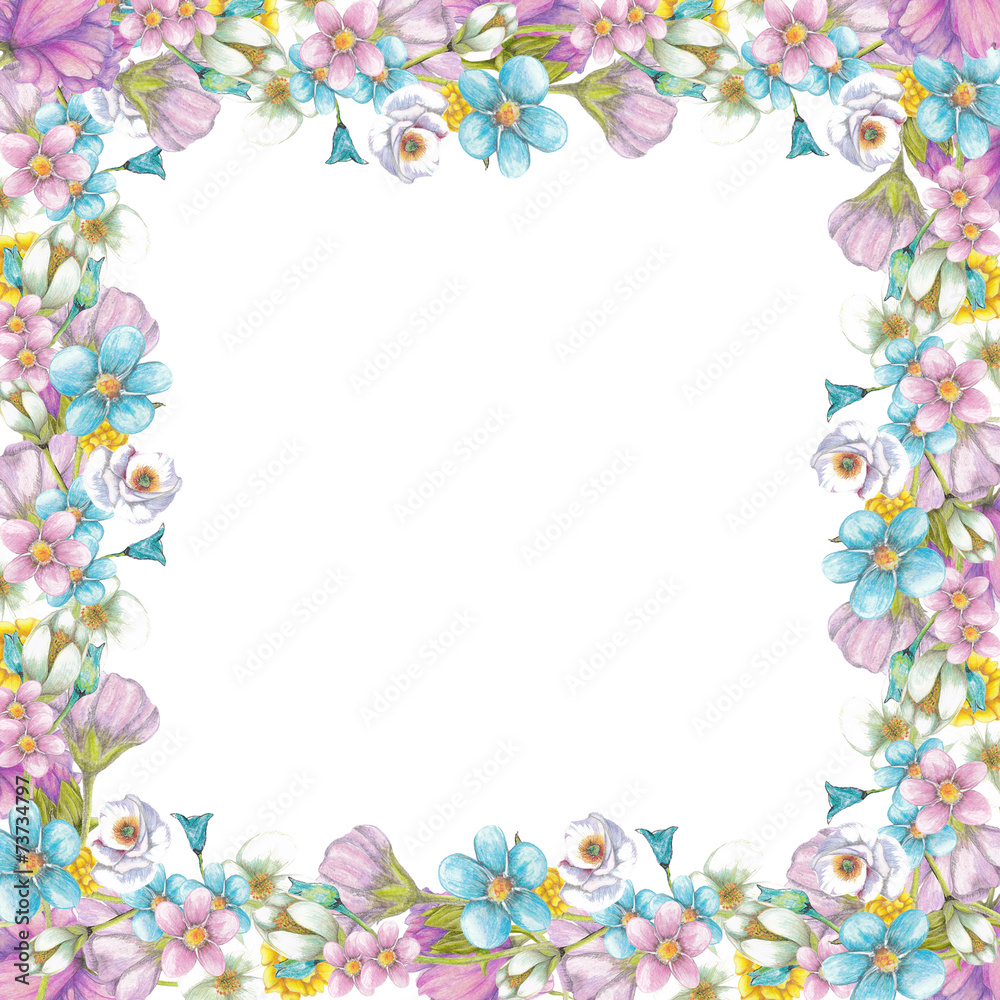 Frame of wildflowers