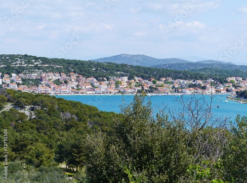 Summer houses and apartments in Tisno a town in Croatia © Frouwina Harmanna va