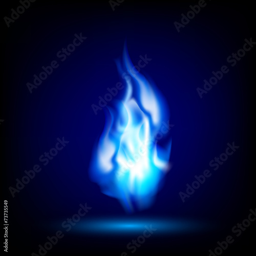 blue flame on a black background