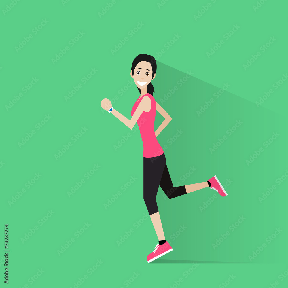 Φωτογραφία sport woman run with fitness tracker on wrist girl runner