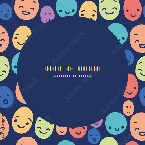 Vector funny faces frame seamless pattern background