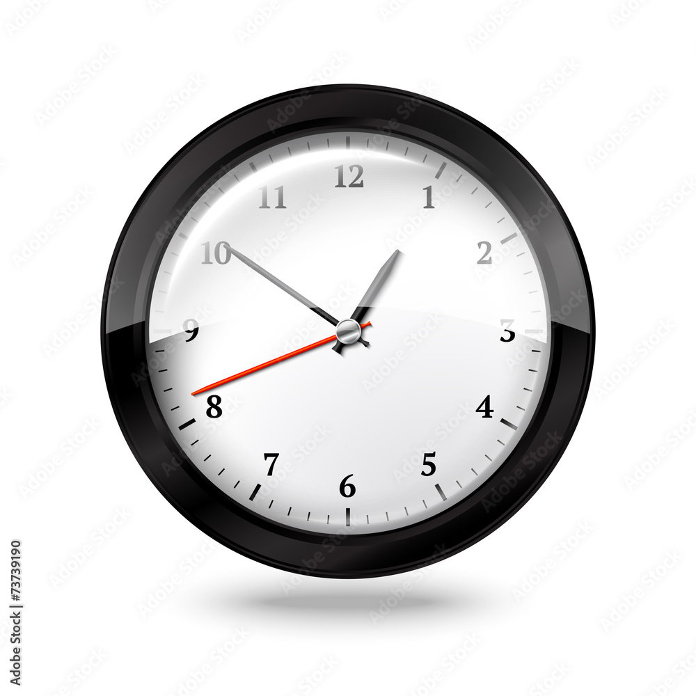 Black office clock isolated on white background. Vector Black office clock isolated on white background. Vector