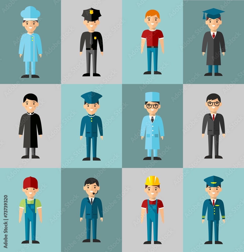 Occupation avatars in colorful style Occupation avatars in colorful style