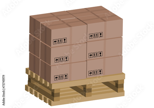 Cardboard boxes on wooden pallet