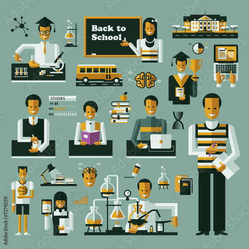 Education icons. Set of icons on a theme school, university,