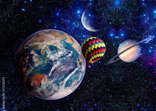 Fototapeta Naklejka Na Ścianę i Meble -  Fantasy Space Earth Balloon