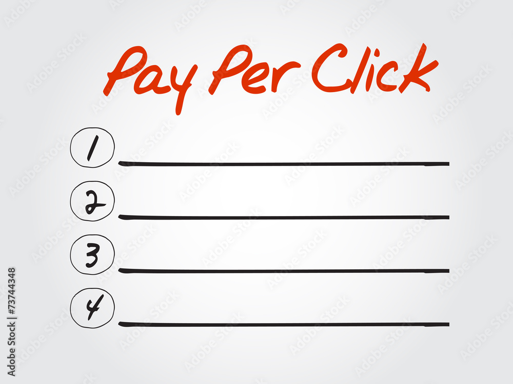 Blank Pay Per Click list, vector concept background Blank Pay Per Click list, vector concept background