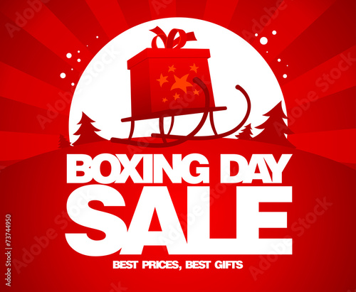 Gift box on a sled, Boxing day.