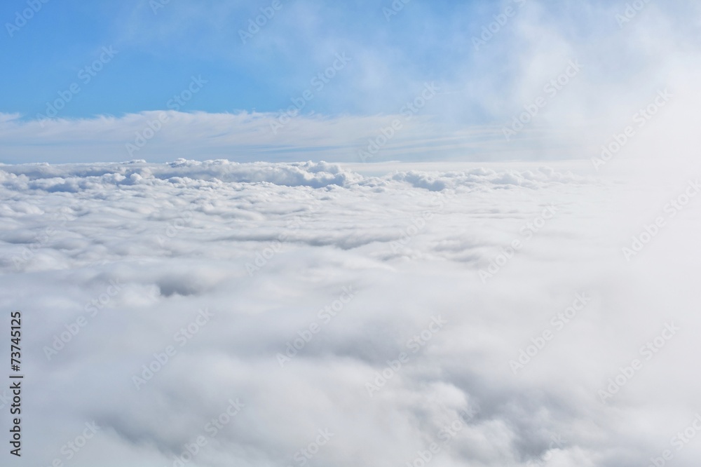 Fototapeta premium Blue sky with clouds and fog