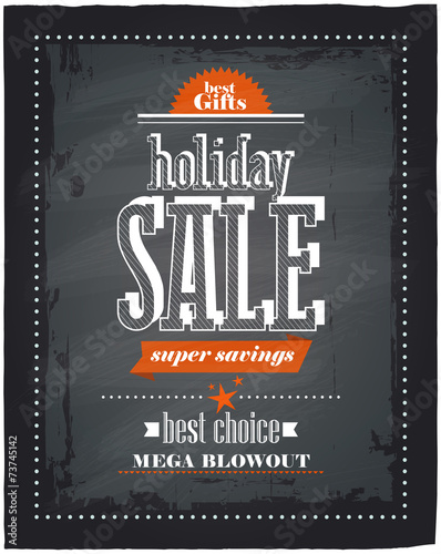 Holiday sale chalkboard.