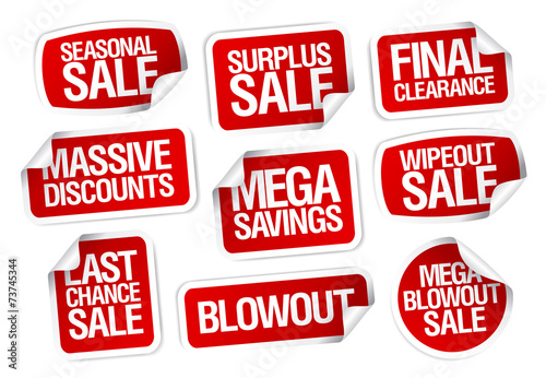 Mega savings sale stickers.