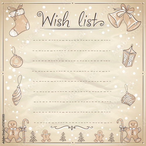 Christmas wish list illustration.