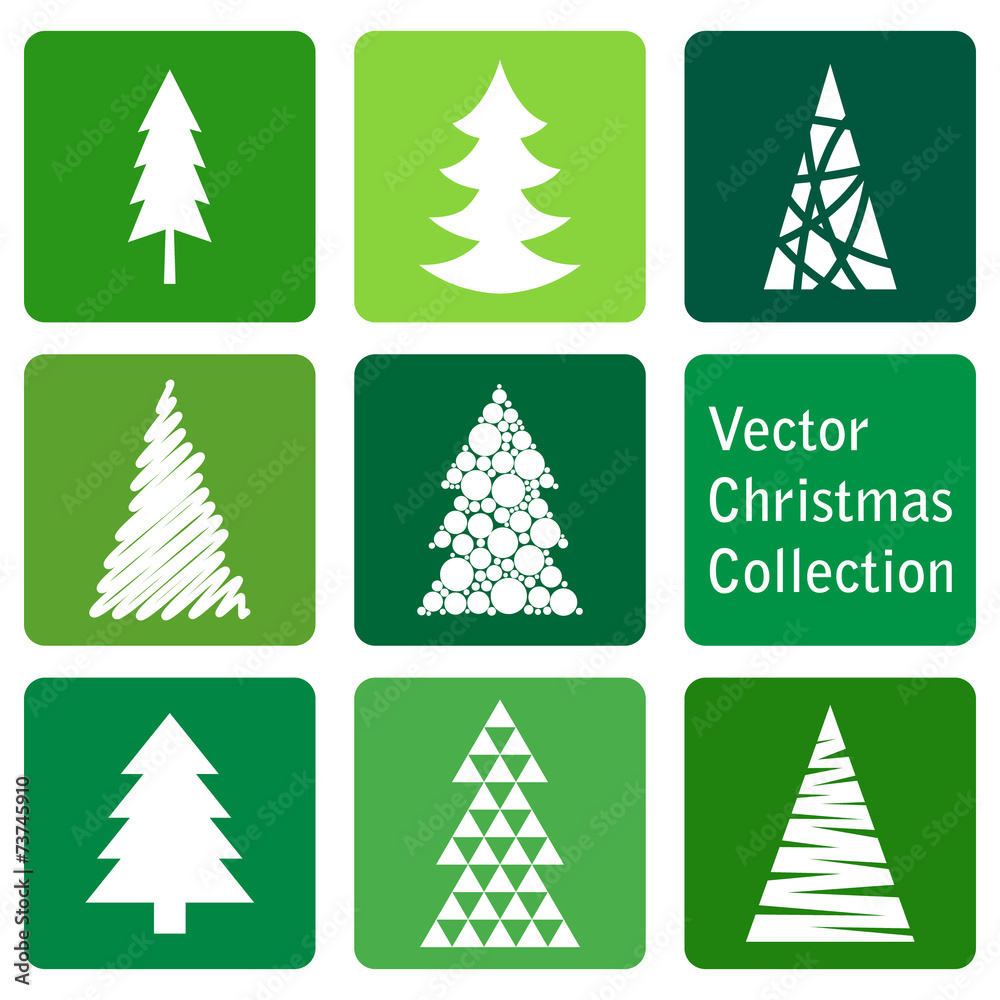 Obraz premium vector collection: christmas and new year spruce icons