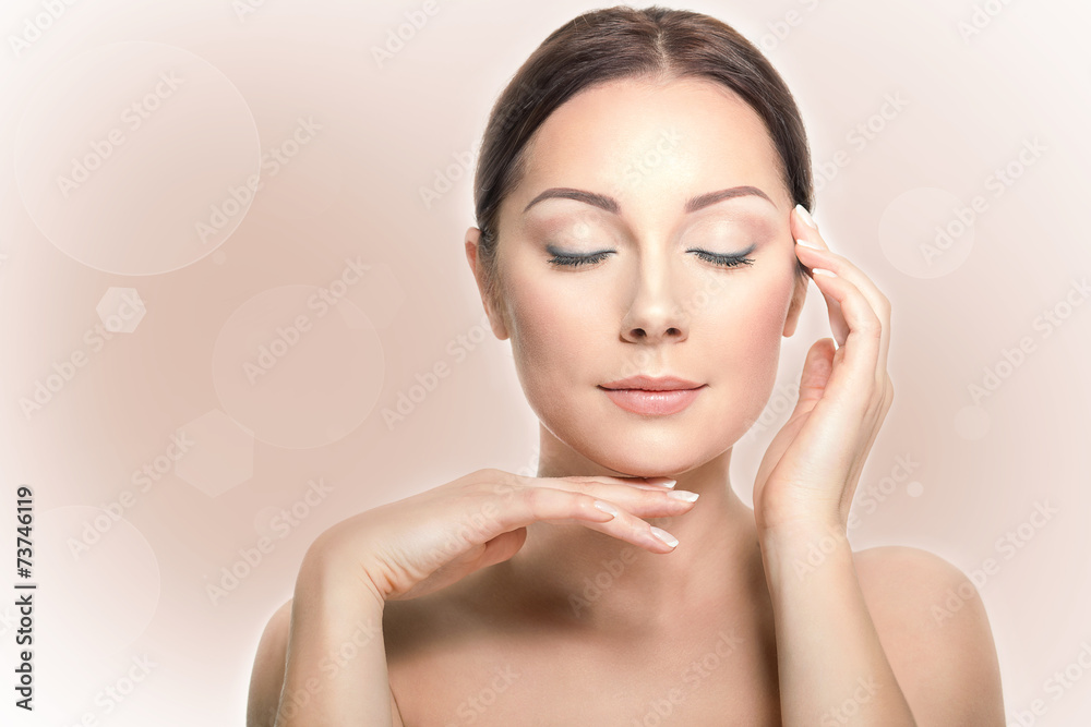 Naklejka premium Perfect beauty woman with closed eyes