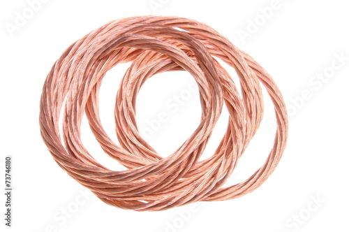 Copper wire isolated on white, energy industry