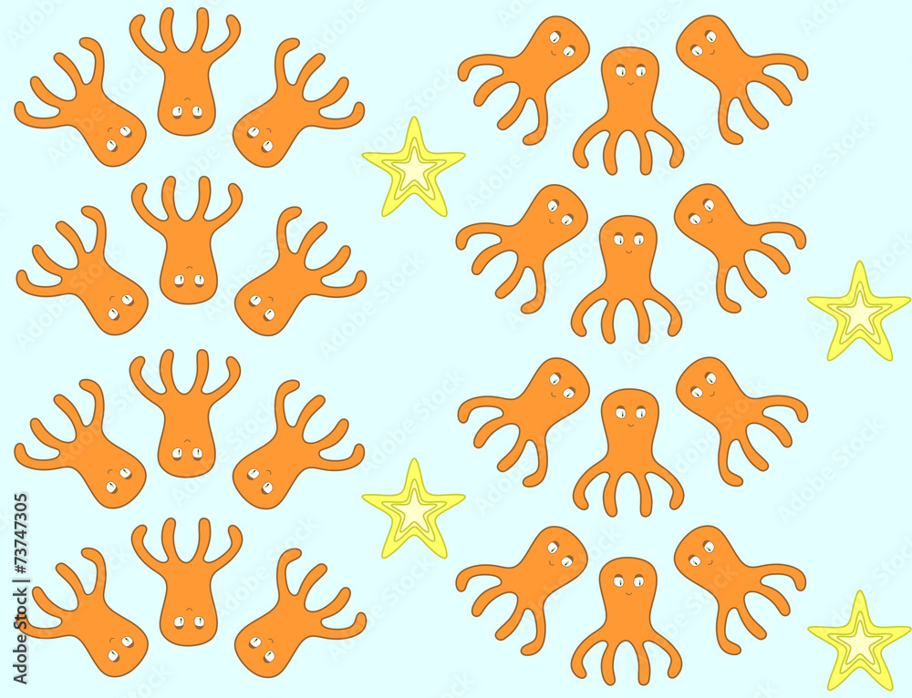 orange octopuses seamless